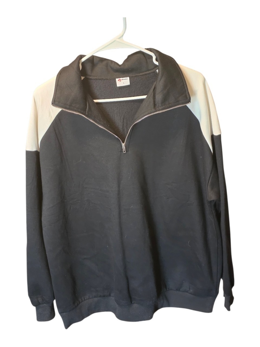 Women's Black and Cream Quarter-Zip Pullover Sweatshirt